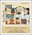 Ajnara Pride 2 BHK Layout