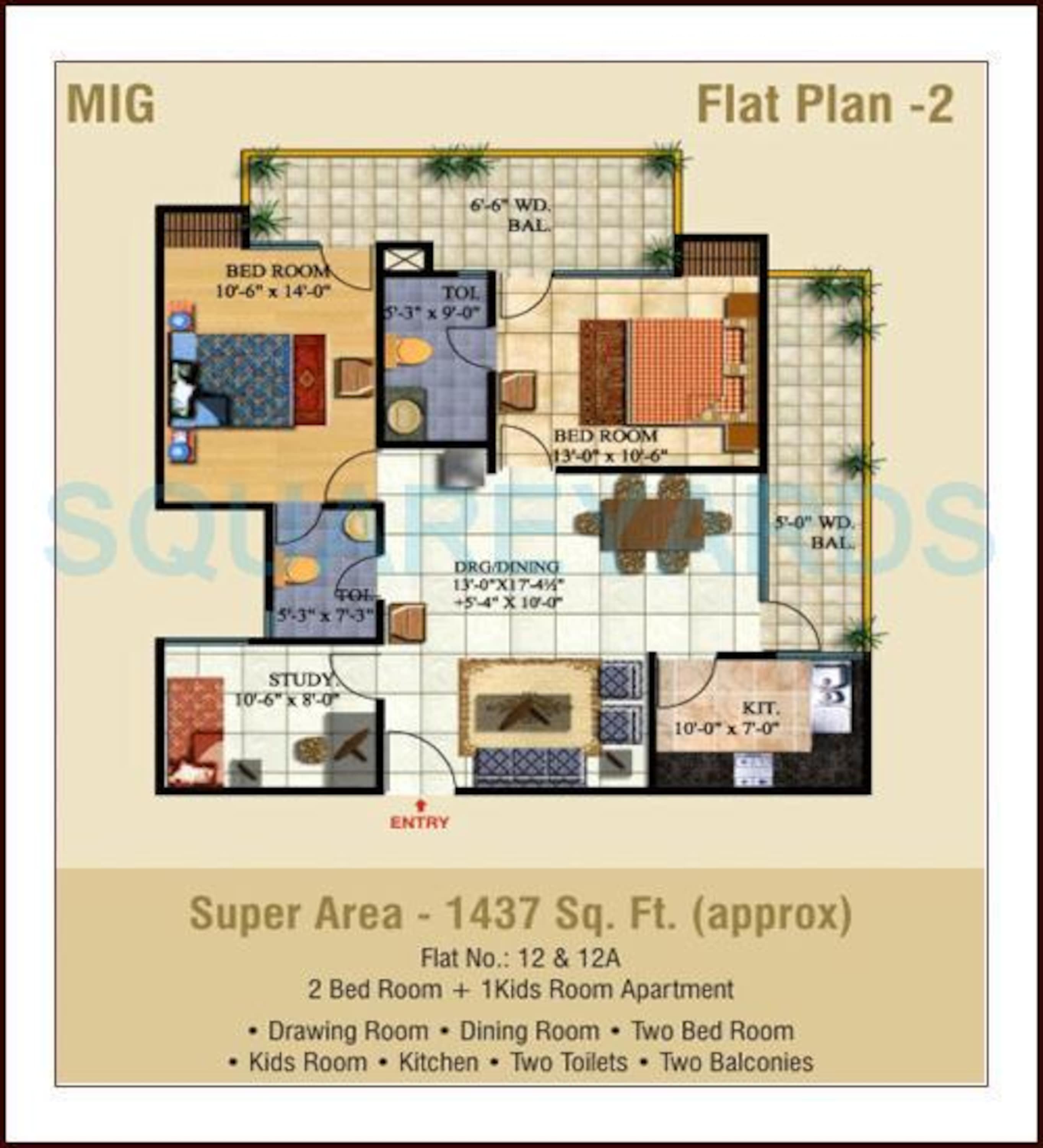 ajnara pride apartment 2bhk 1437sqft1
