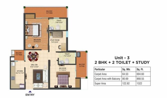 2 BHK 1322 Sq. Ft. Apartment