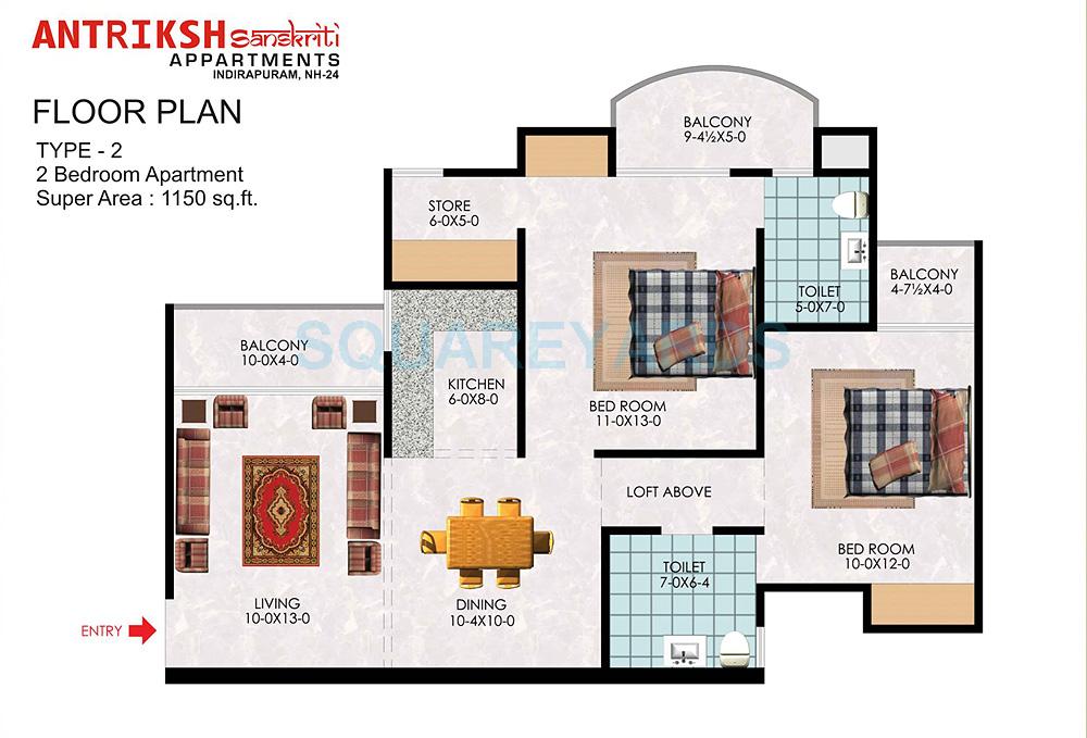 2 BHK 1150 Sq. Ft. Apartment