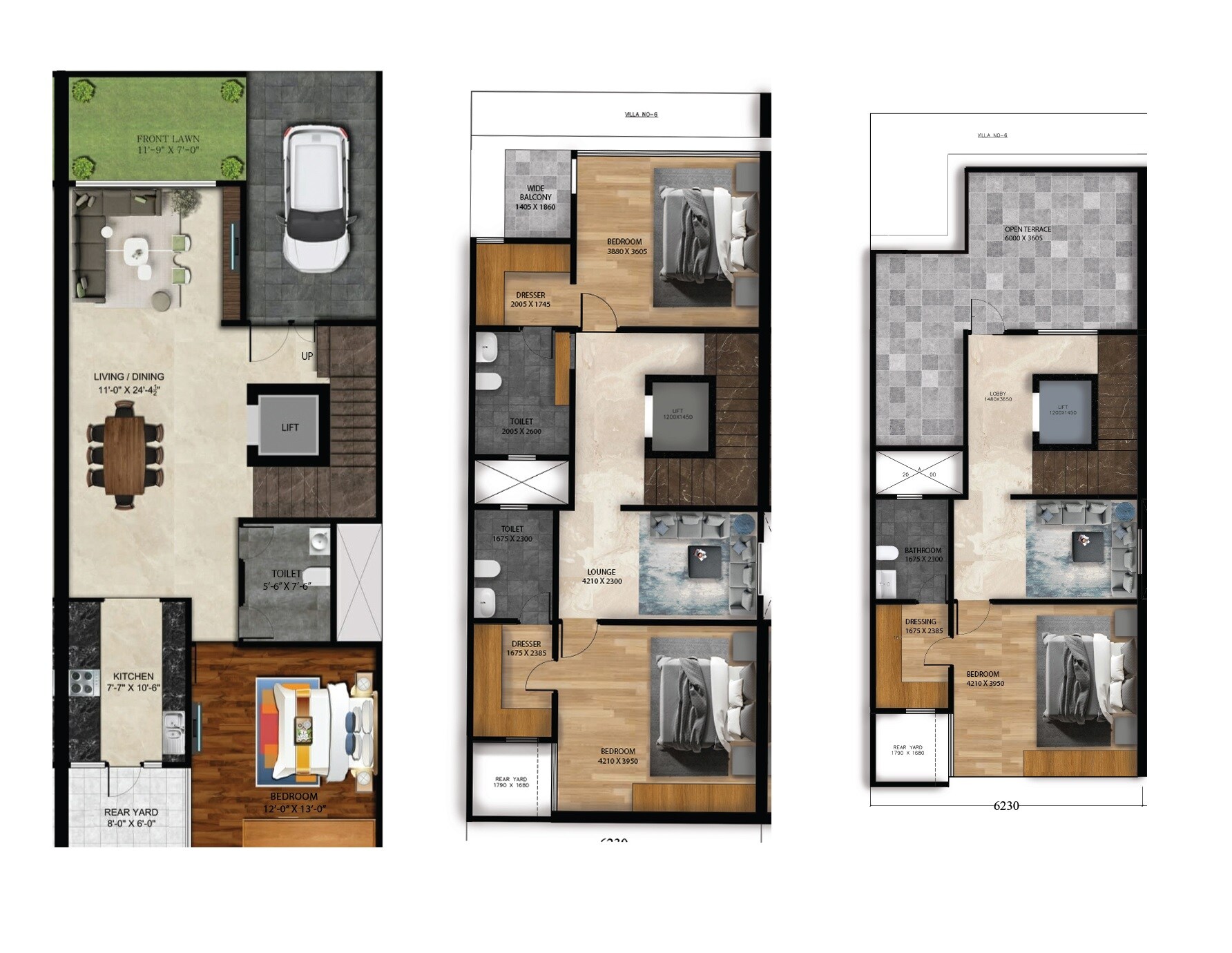 Floor plan of 4 BHK 2700 Sq. Ft. Villa in Ascent Laxmi Villas, Ghaziabad