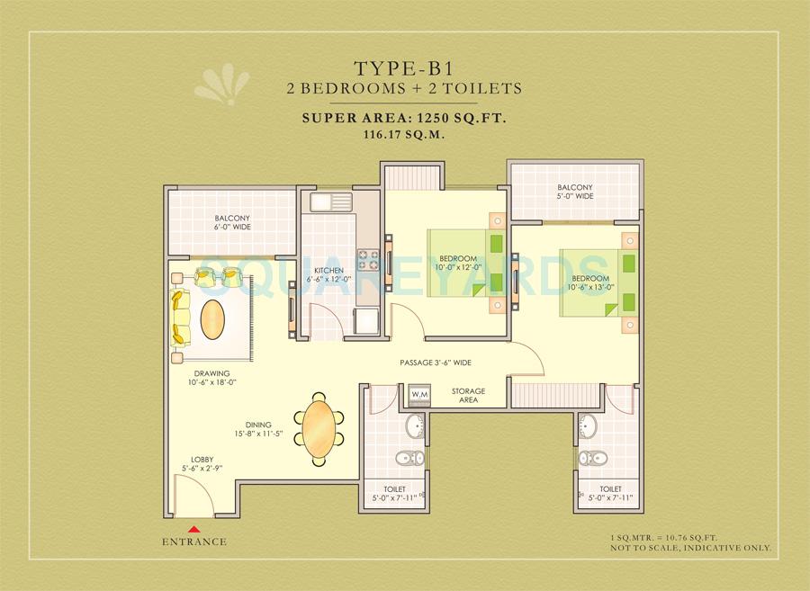  2 BHK Apartment at Ashiana Housing Greens Apartment, Ashiana Greens – for Rent
