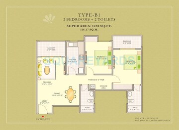 2 BHK Apartment at Ashiana Housing Greens Apartment, Ashiana Greens – for Rent