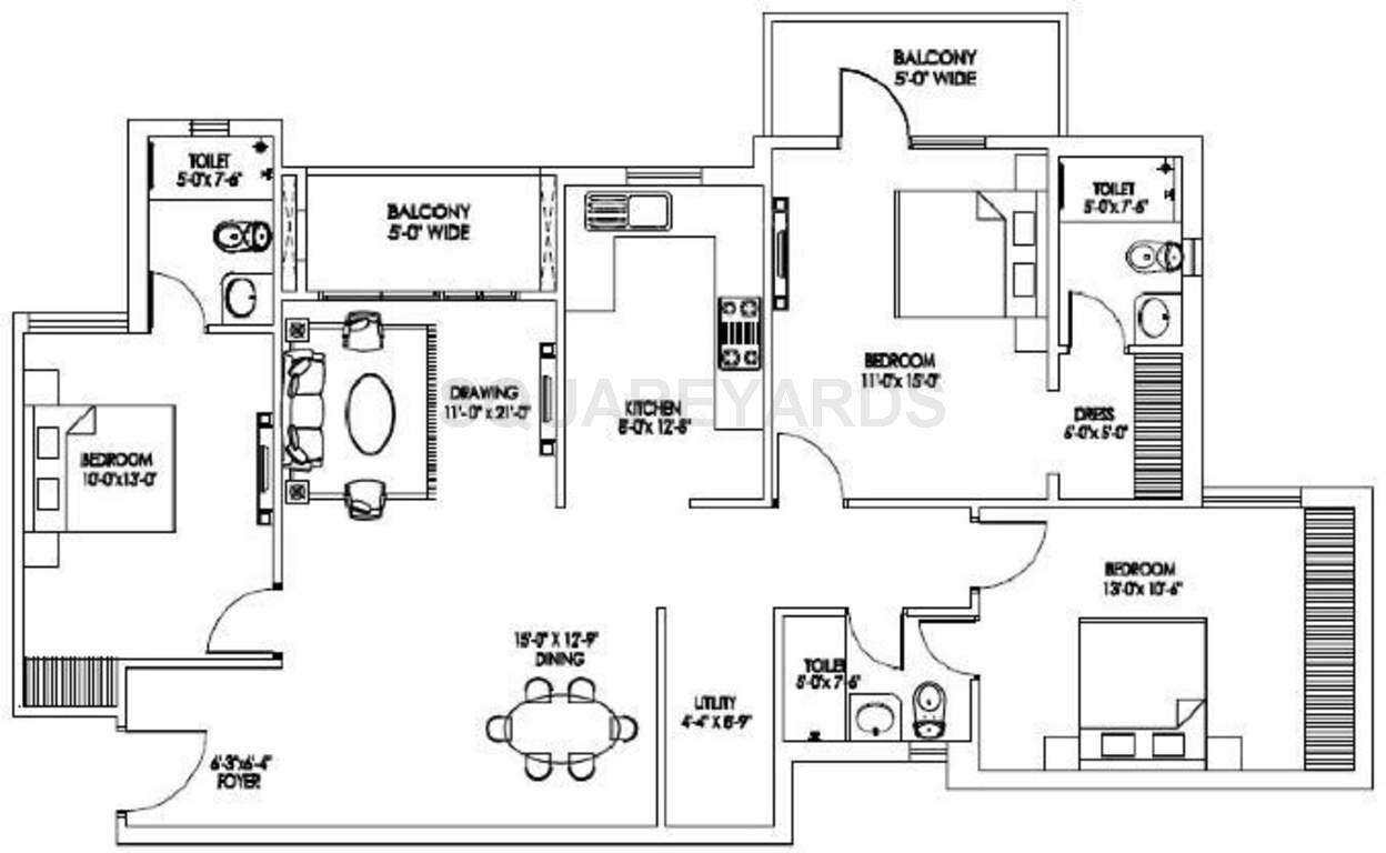 3 BHK 1620 Sq. Ft. Apartment