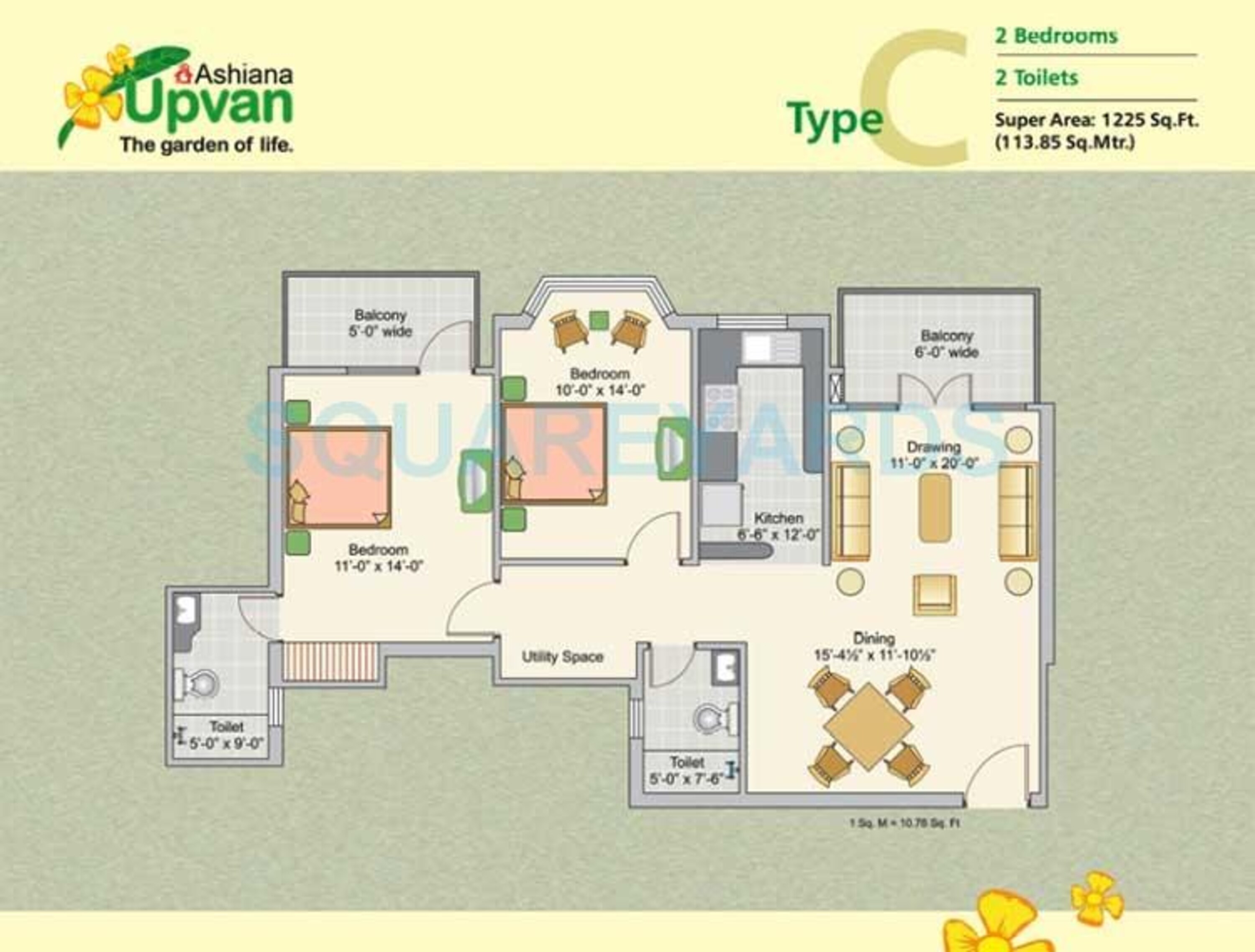 ashiana upvan apartment 2bhk 1225sqft 1