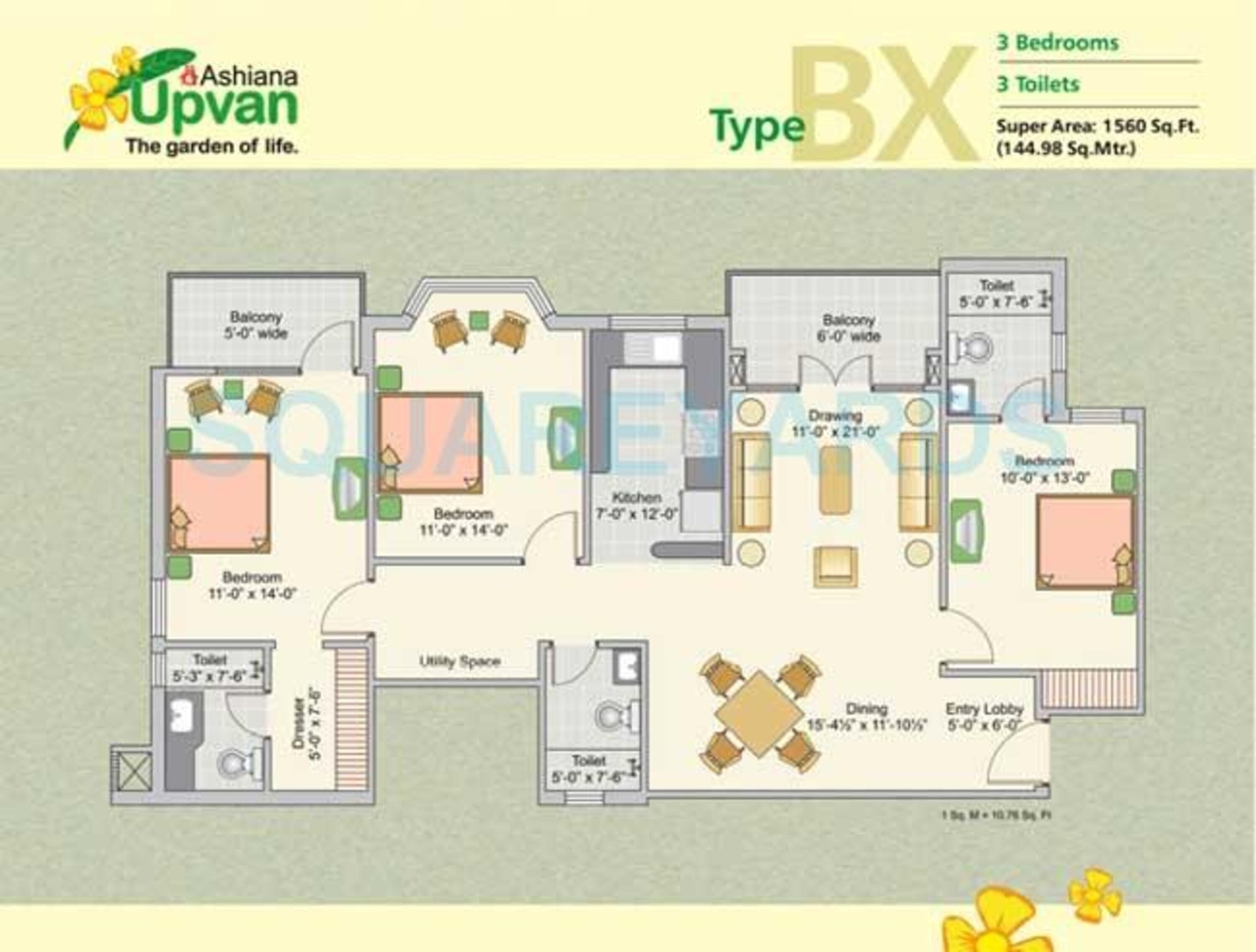 ashiana upvan apartment 3bhk 1560sqft 1