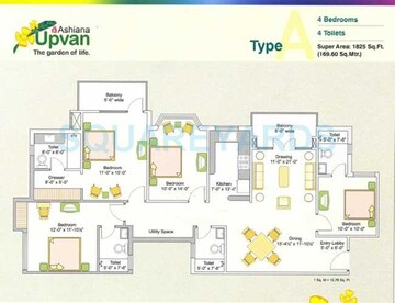  4 BHK Apartment at Ashiana Upvan, Ahinsa Khand ii – for Sale