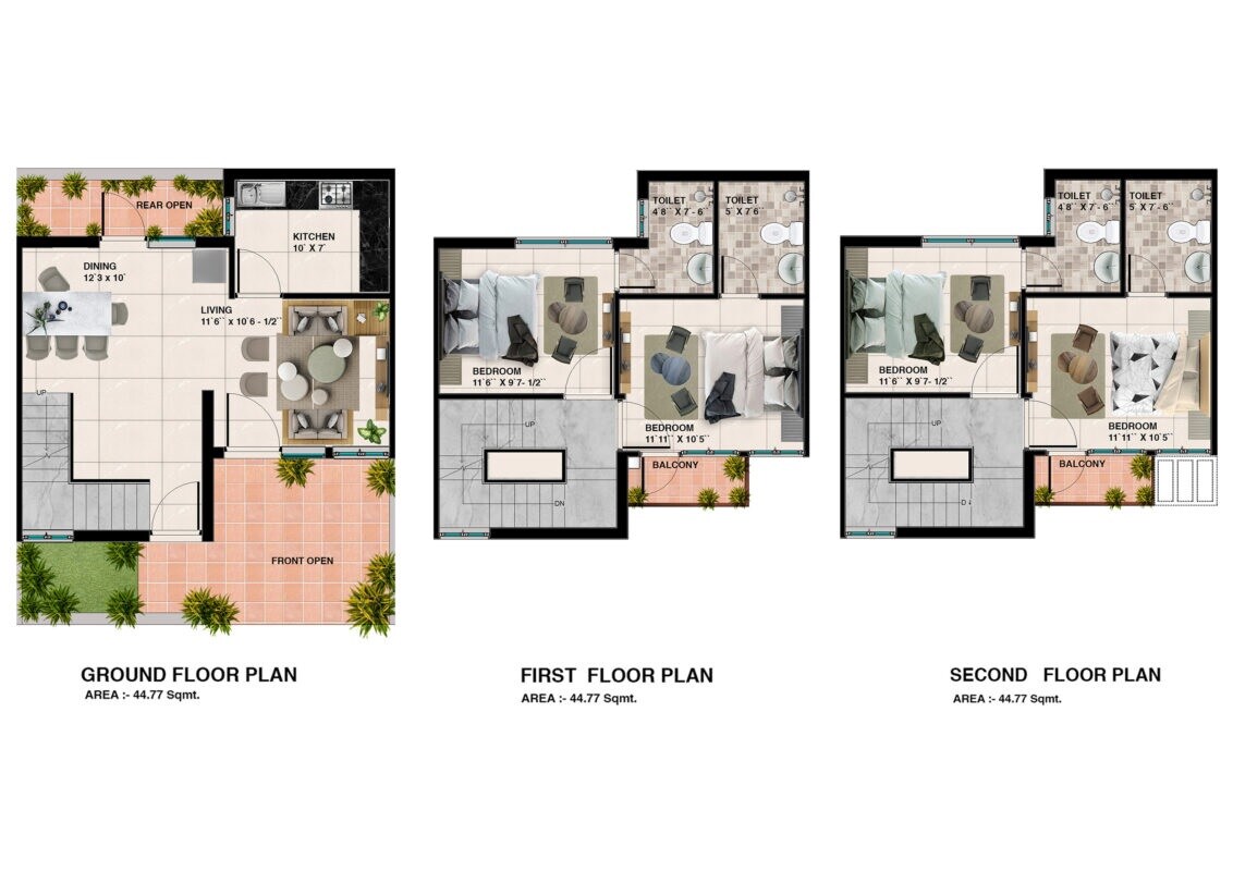Floor plan of 4 BHK 1209 Sq. Ft. Villa in Indus Palm Drive, Ghaziabad
