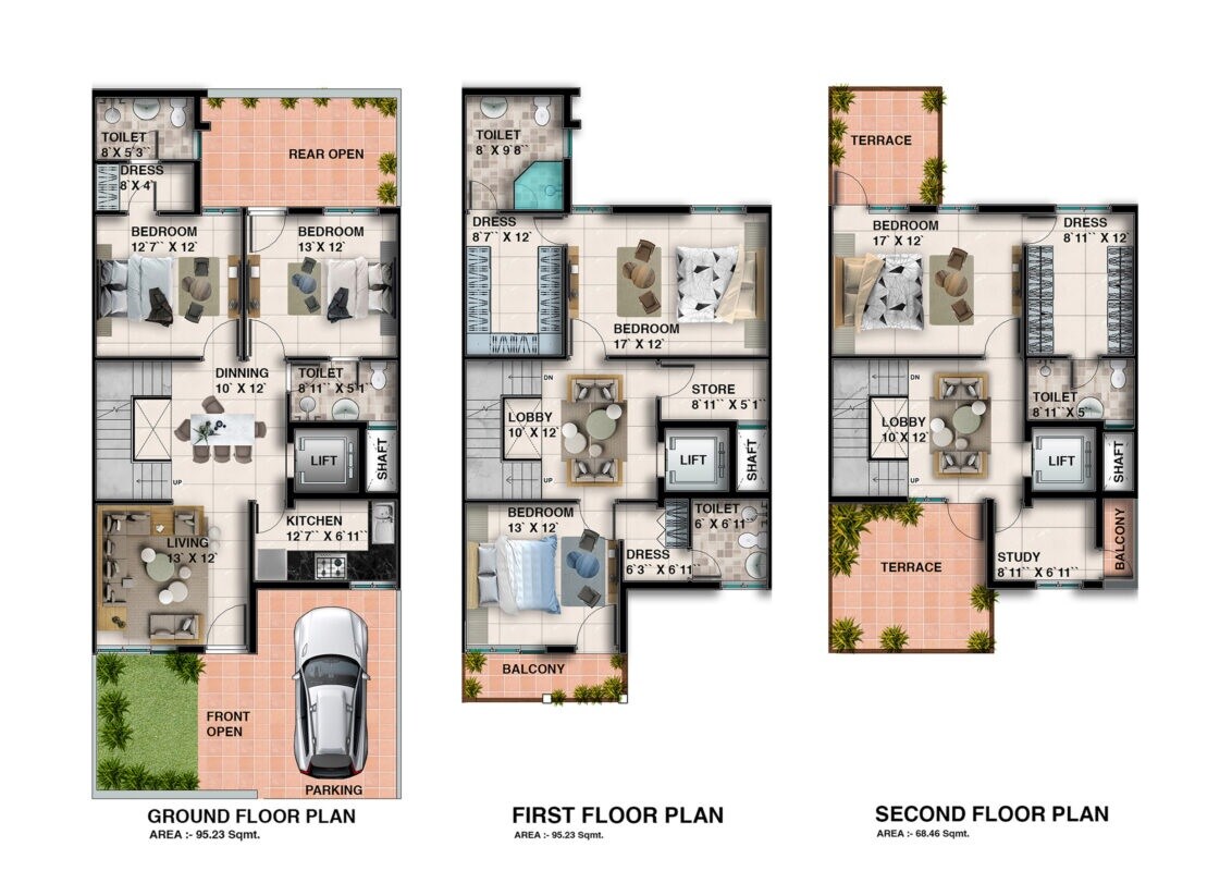 Floor plan of 5 BHK 2573 Sq. Ft. Villa in Indus Palm Drive, Ghaziabad