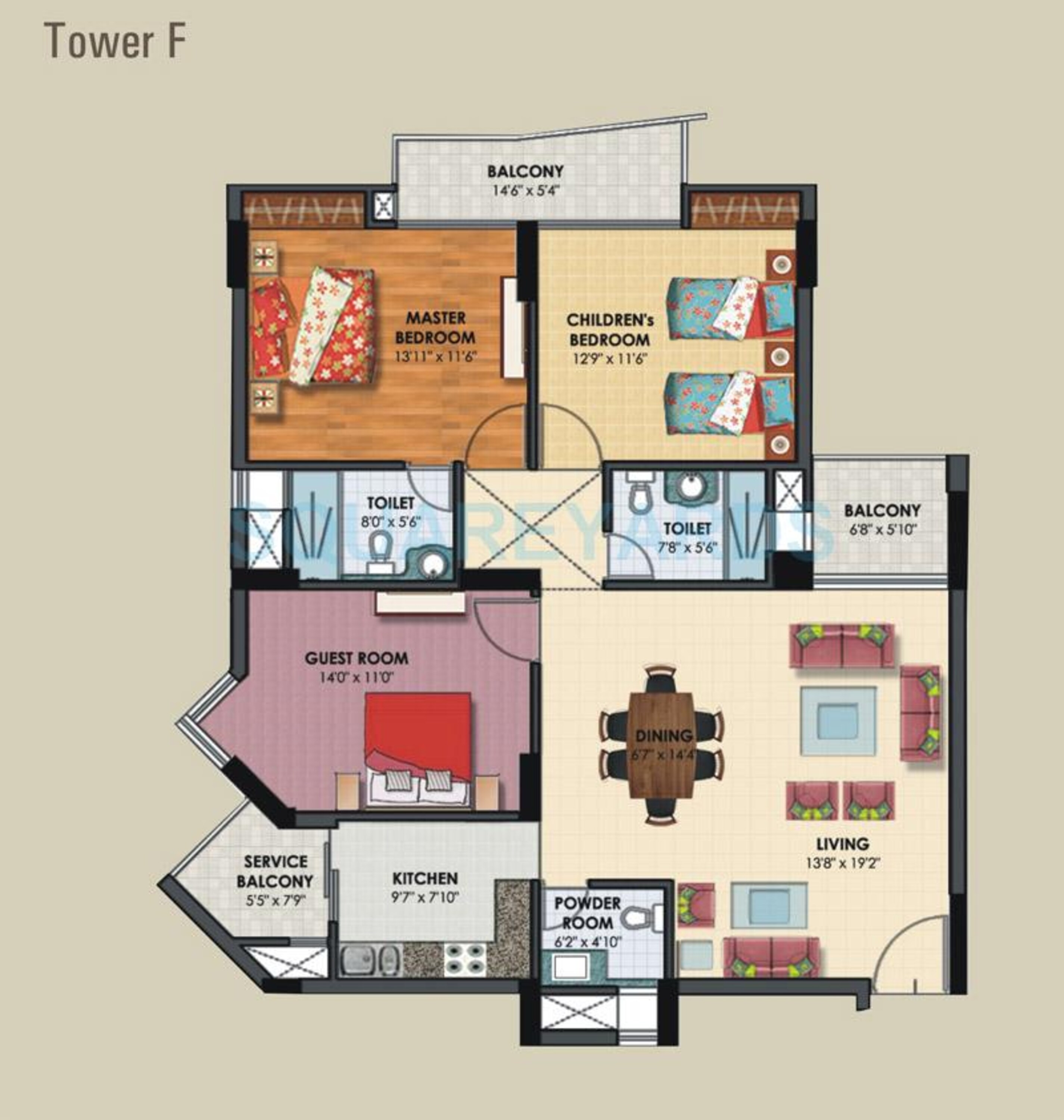 assotech the nest apartment 3bhk 1640sqft 1