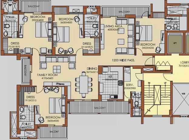 Floor plan of 4 BHK 3050 Sq. Ft. Apartment in ATS Advantage, Ghaziabad