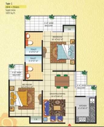 2 BHK 1025 Sq. Ft. Apartment in Bankey Bihari Aggarwal Heights