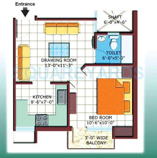 1 BHK 550 Sq. Ft. Apartment in Bliss Saraswati Apartment