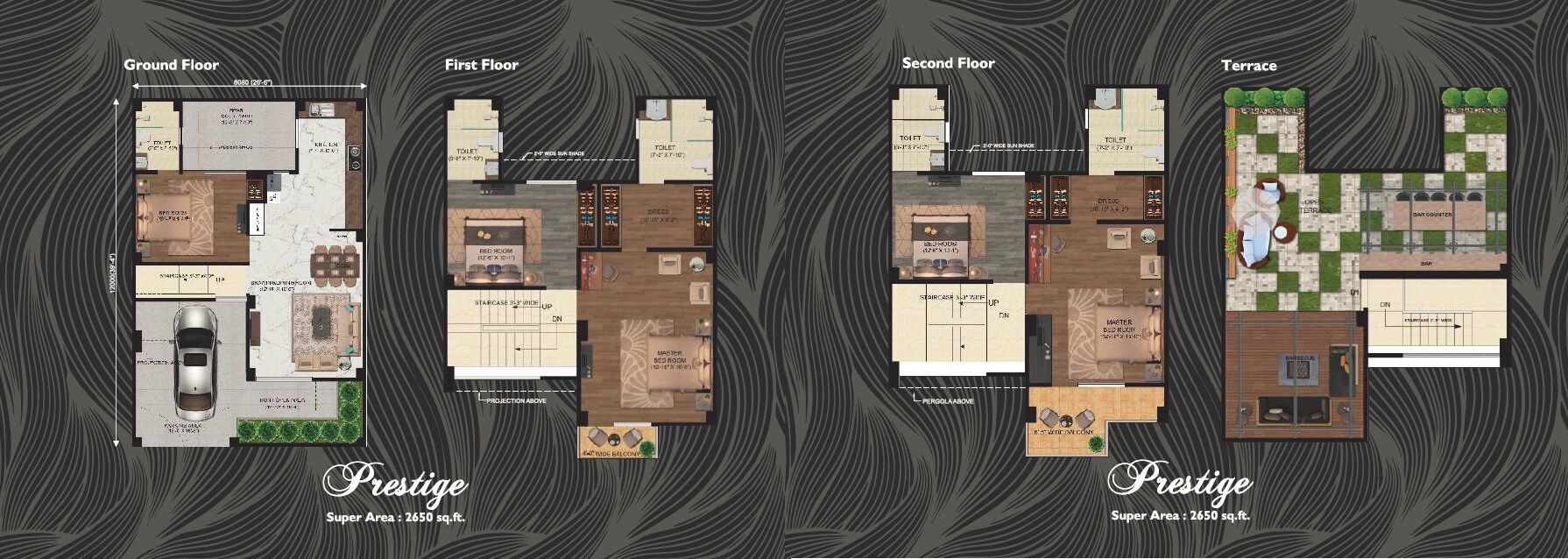 Floor plan of 5 BHK 2650 Sq. Ft. Villa in CG Sun Villas, Ghaziabad