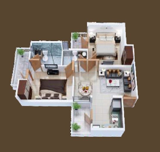 Floor plan of 2 BHK 850 Sq. Ft. Apartment in Charms Castle, Ghaziabad