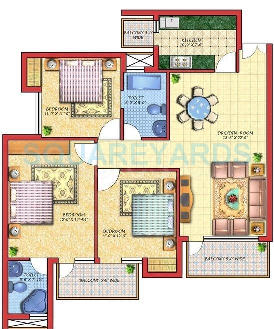3 BHK 1700 Sq. Ft. Apartment