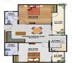 Floor plan of 2 BHK 1070 Sq. Ft. Apartment in Divyansh Fabio, Ghaziabad