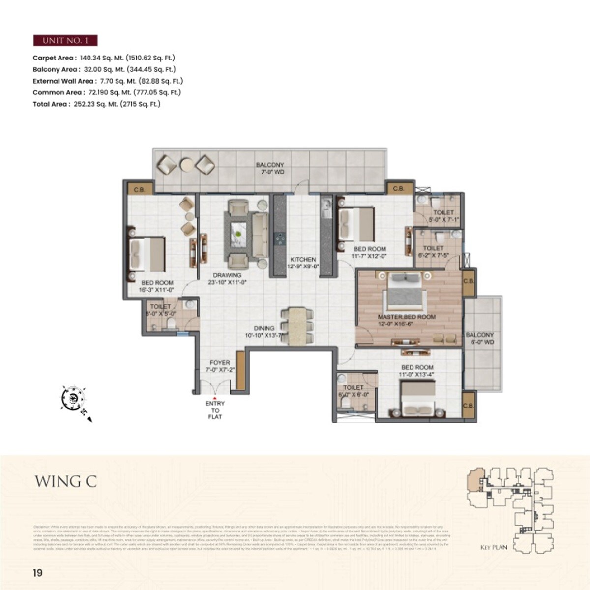 Floor plan of 4 BHK 2715 Sq. Ft. Apartment in Divyansh Orion Homes, Ghaziabad