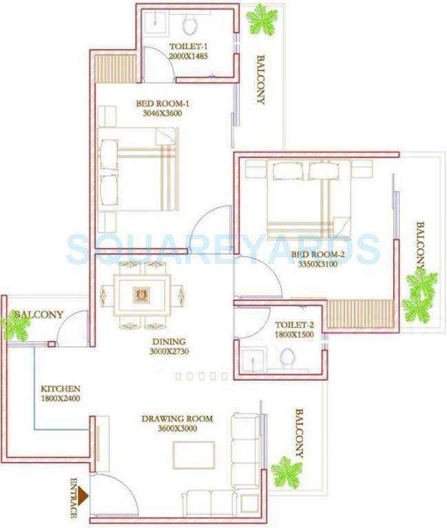 2 BHK 990 Sq. Ft. Apartment in Ecnon Twin Towers