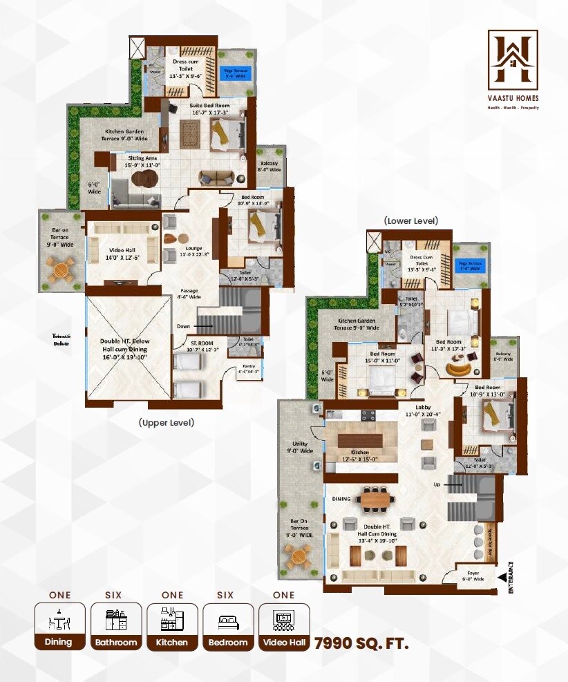 Floor plan of 6 BHK 7990 Sq. Ft. Apartment in Envyrons Vaastu Homes, Ghaziabad