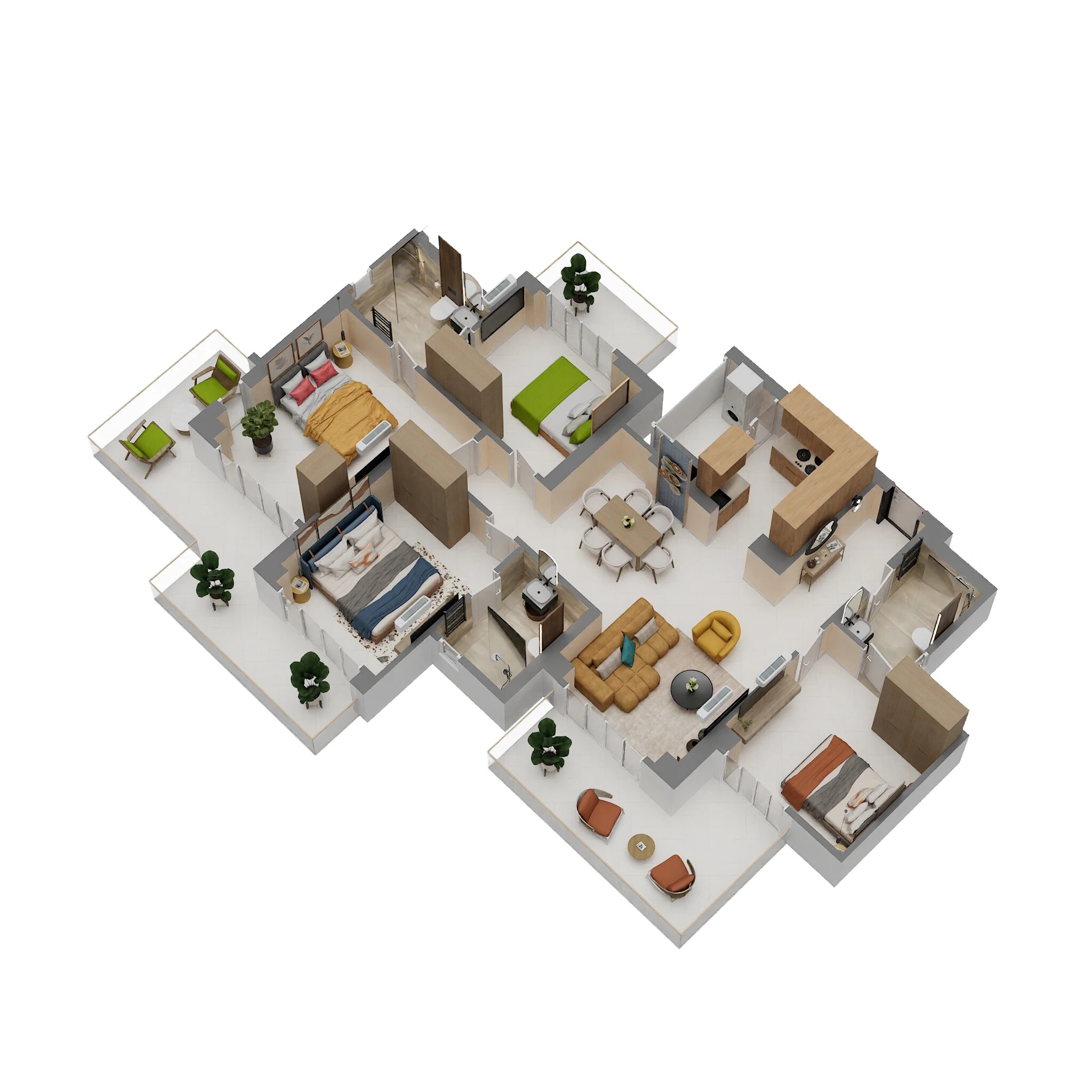 Floor plan of 4 BHK 2210 Sq. Ft. Apartment in Gaur NYC Residences, Ghaziabad
