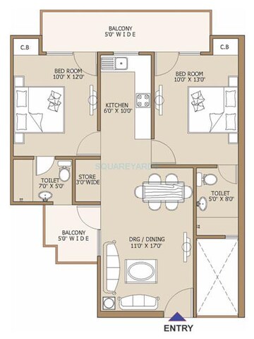  2 BHK Apartment at Gaurs Global Village, Sain Vihar – for Rent