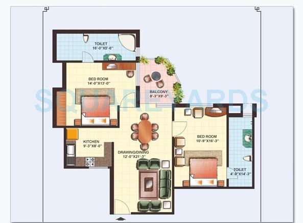 2 BHK 1190 Sq. Ft. Apartment in Gaurs Heights