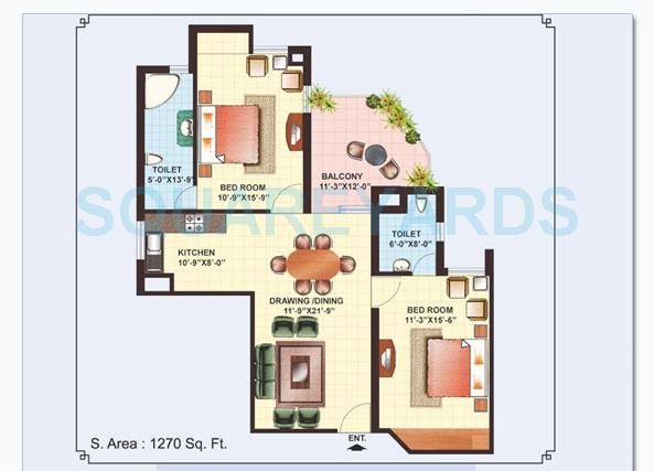 2 BHK 1270 Sq. Ft. Apartment