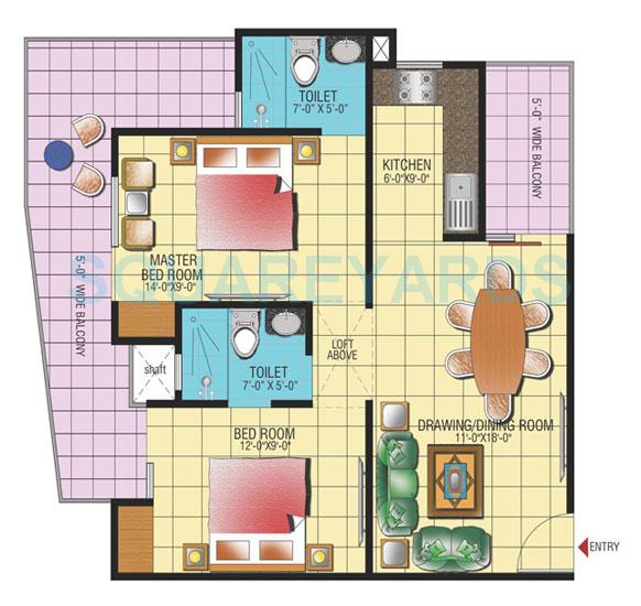 2 BHK 1080 Sq. Ft. Apartment