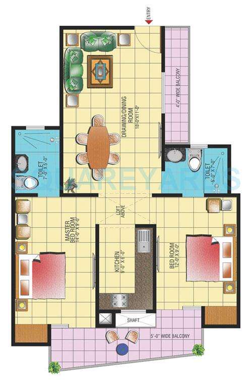 2 BHK 985 Sq. Ft. Apartment in Gaurs Homes Elegante