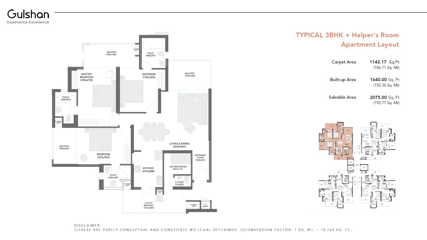3 BHK 2075 Sq. Ft. Apartment