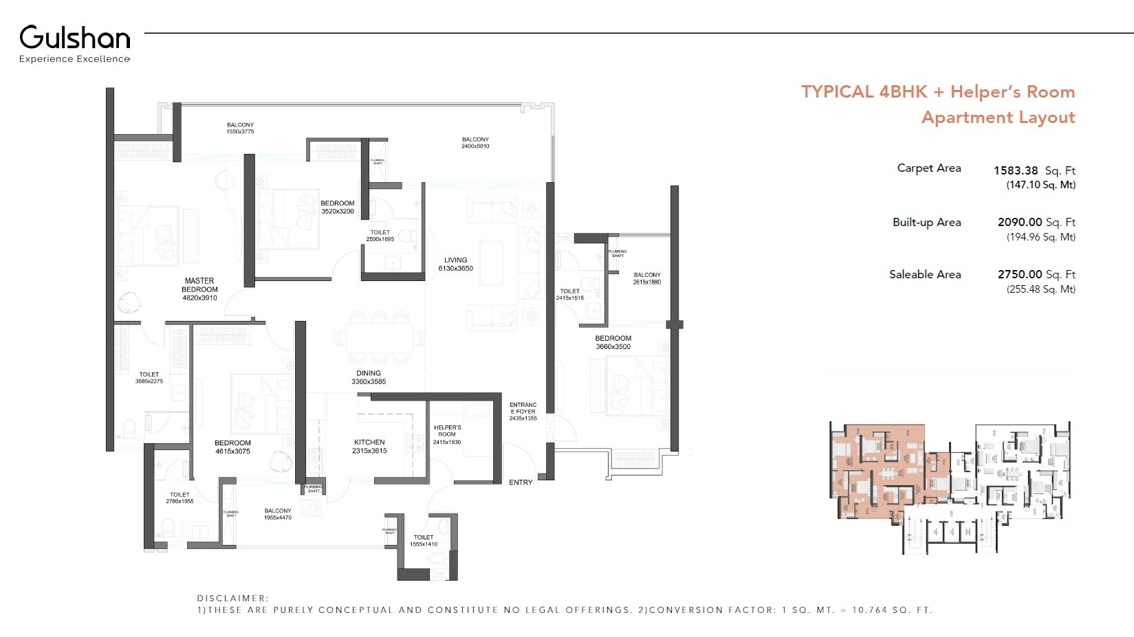 4 BHK 2750 Sq. Ft. Apartment