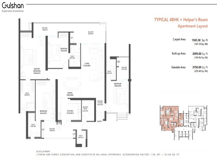 4 BHK 2750 Sq. Ft. Apartment