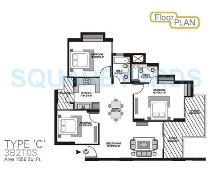 Other, gulshan-gc-grand 3 Bedroom 1556 Sq.Ft. Apartment In Vaibhav Khand Ghaziabad 9376920