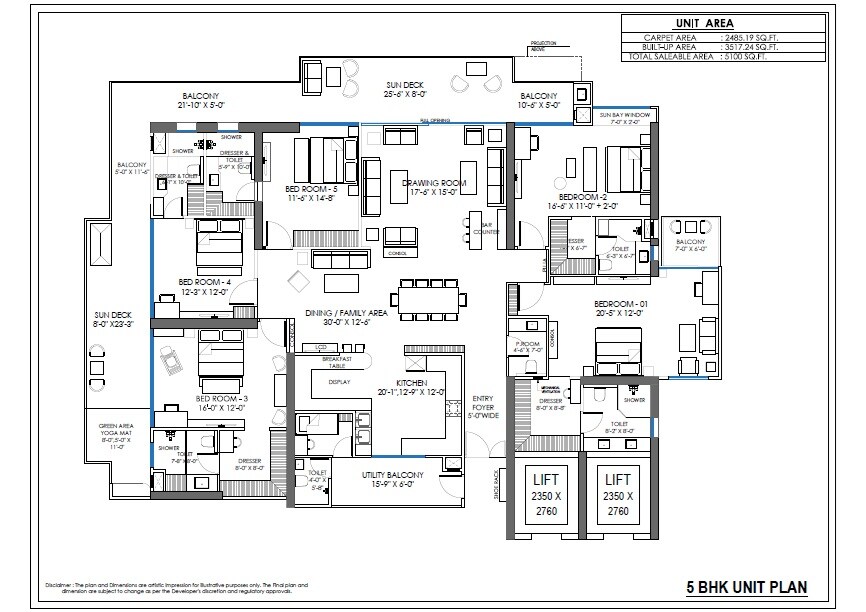 5 BHK 5100 Sq. Ft. Apartment