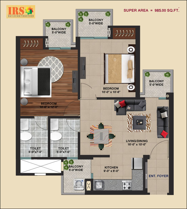 irs ishaan shristi apartment 2bhk 985sqft 1