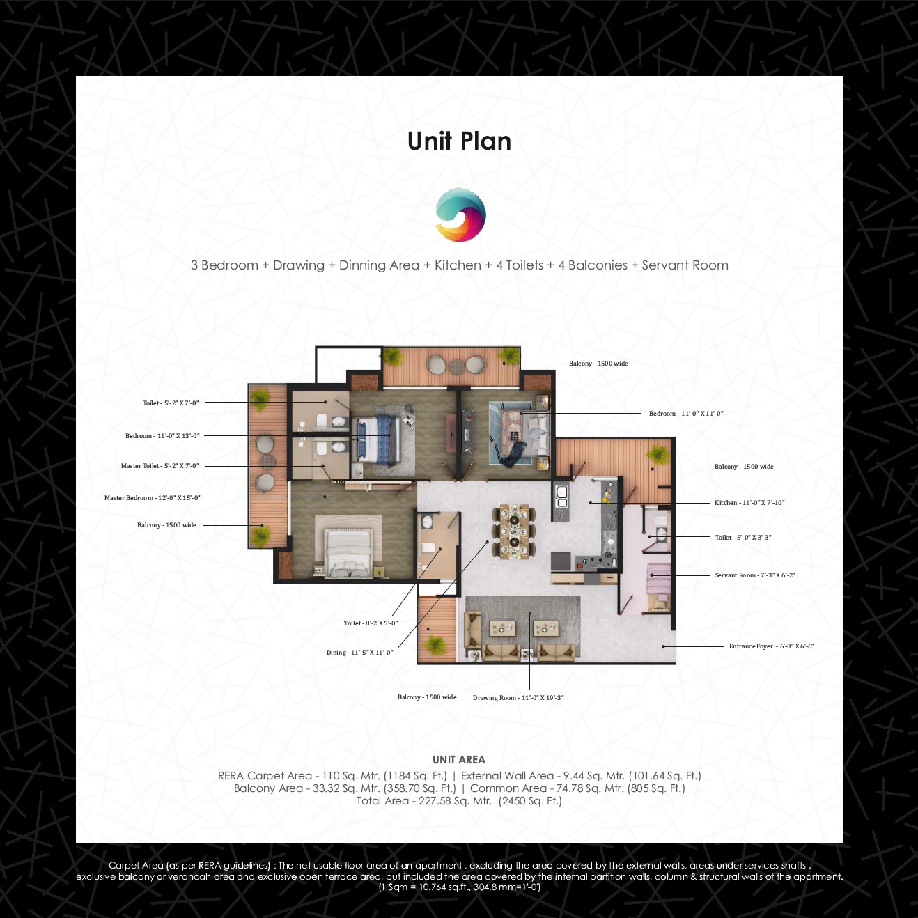 3 BHK 2450 Sq. Ft. Apartment in Ishaan The Element