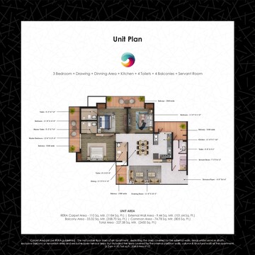 3 BHK Apartment at Ishaan The Element, Madhopura – for Sale