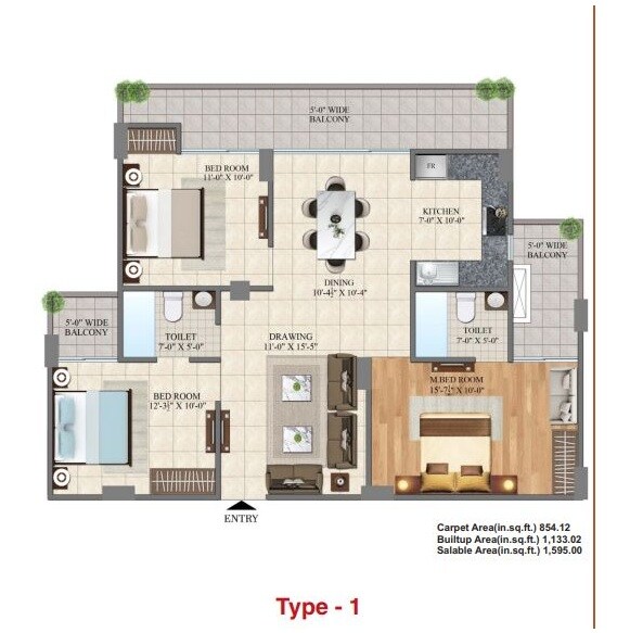 2 BHK 1595 Sq. Ft. Apartment