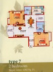 Jaipuria Sunrise Greens Apartment 2 BHK Layout