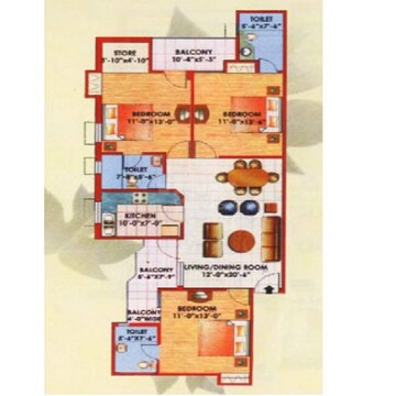  3 BHK Apartment at Jaipurias Sunrise Greens, Ahinsa Khand 1 – for Rent