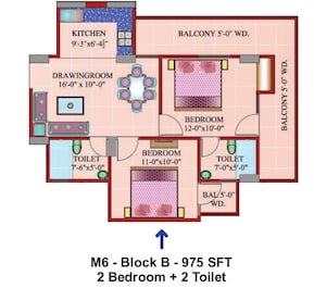 2 BHK 975 Sq. Ft. Apartment in Javin Raj Empire