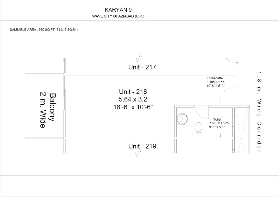 670 Sq. Ft. Studio