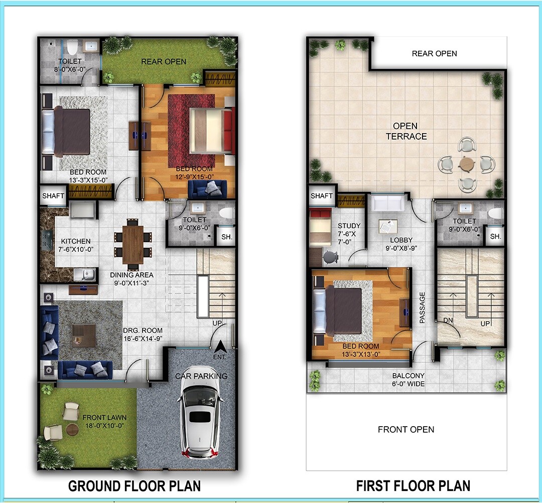 Floor plan of 3 BHK 2550 Sq. Ft. Villa in Keon Residency, Ghaziabad