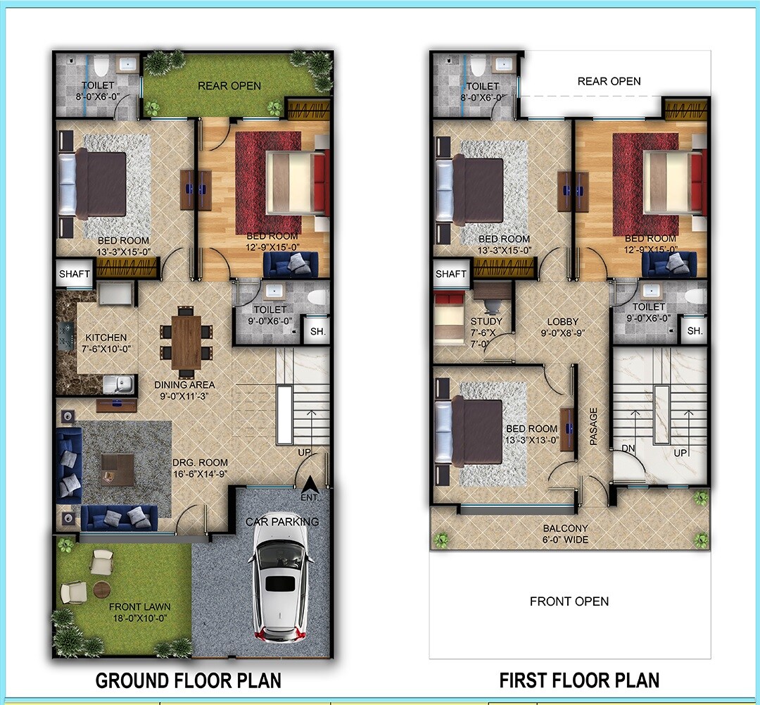 Floor plan of 5 BHK 3050 Sq. Ft. Villa in Keon Residency, Ghaziabad