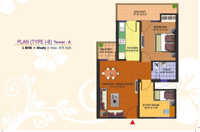1 BHK 875 Sq. Ft. Apartment