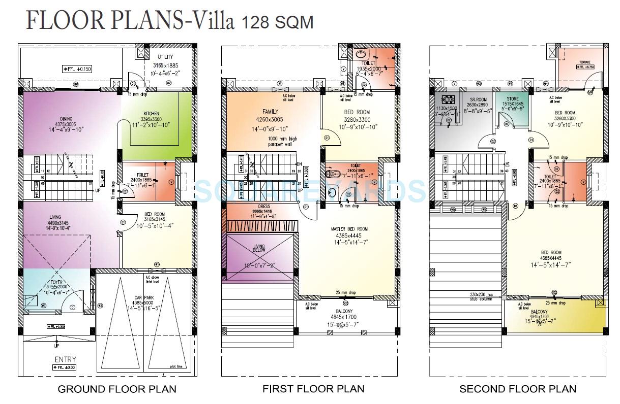 Floor plan of 5 BHK 2210 Sq. Ft. Villa in Landcraft Golflink Villas, Ghaziabad