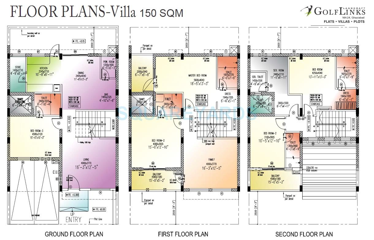 Floor plan of 5 BHK 2464 Sq. Ft. Villa in Landcraft Golflink Villas, Ghaziabad