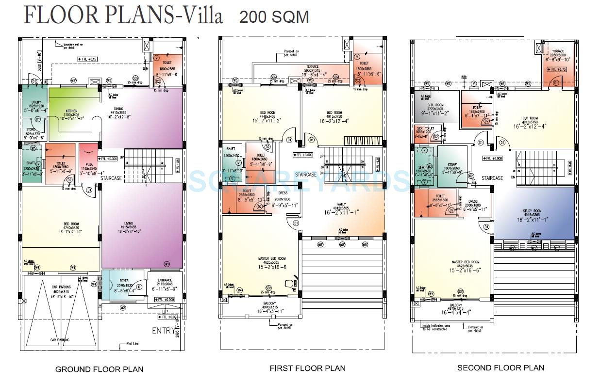 Floor plan of 6 BHK 3343 Sq. Ft. Villa in Landcraft Golflink Villas, Ghaziabad