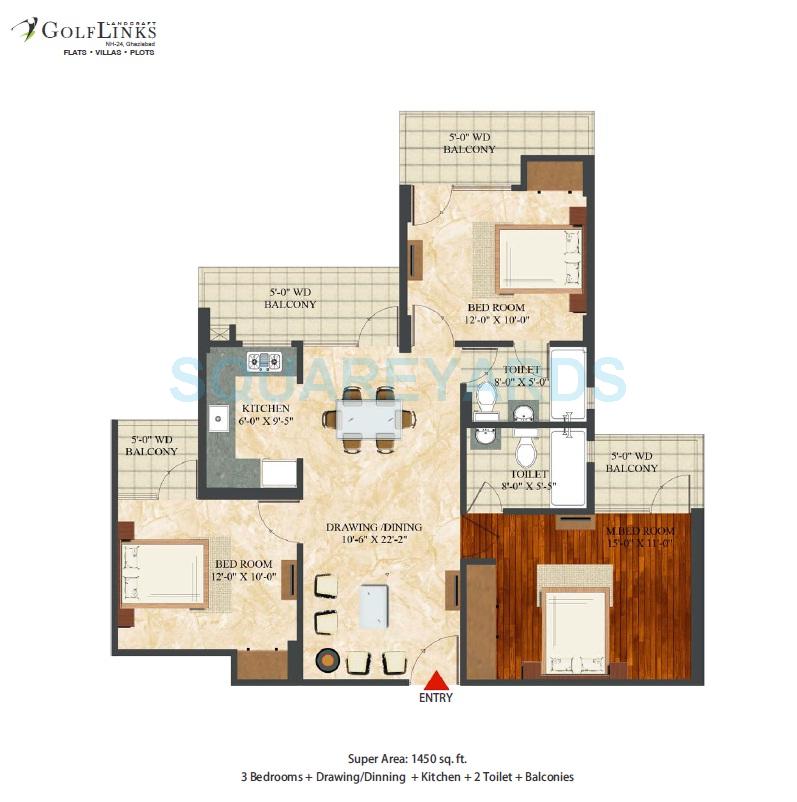 Other, landcraft-golf-links 3 Bedroom 1450 Sq.Ft. Apartment In Pandav Nagar Ghaziabad 9456628